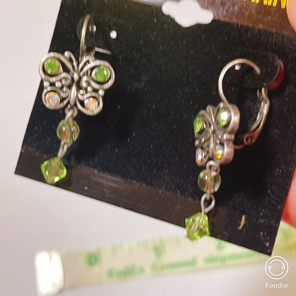 Silver Butterfly Crystal Drop Earrings – Brand New / Dangling Style Fashion - Picture 5 of 5